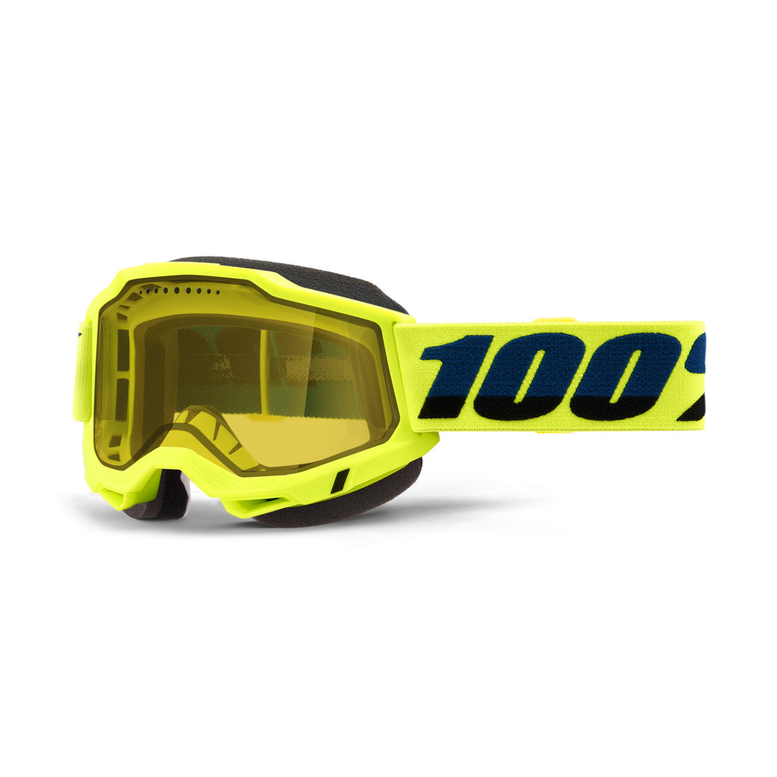 100% Accuri 2 Snowmobile Dual Pane Vented Goggles Neon Yellow