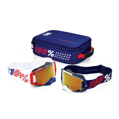 100% Dual Armega Patriot Pro Pack White/Navy True Gold Mirror Patriot Pro Pack