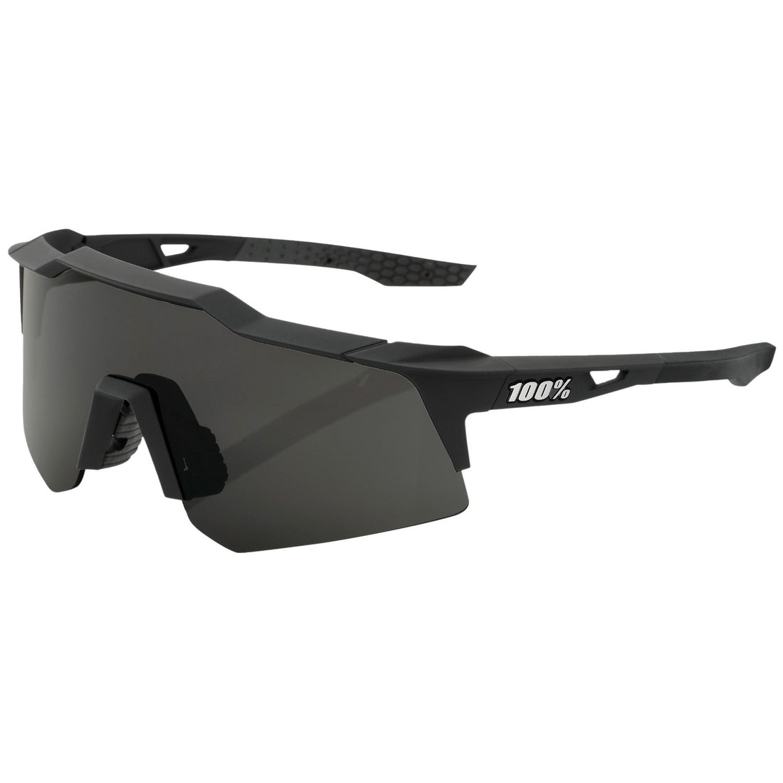 100% Speedcraft XS Sunglasses Soft Tact Black - Smoke Lens