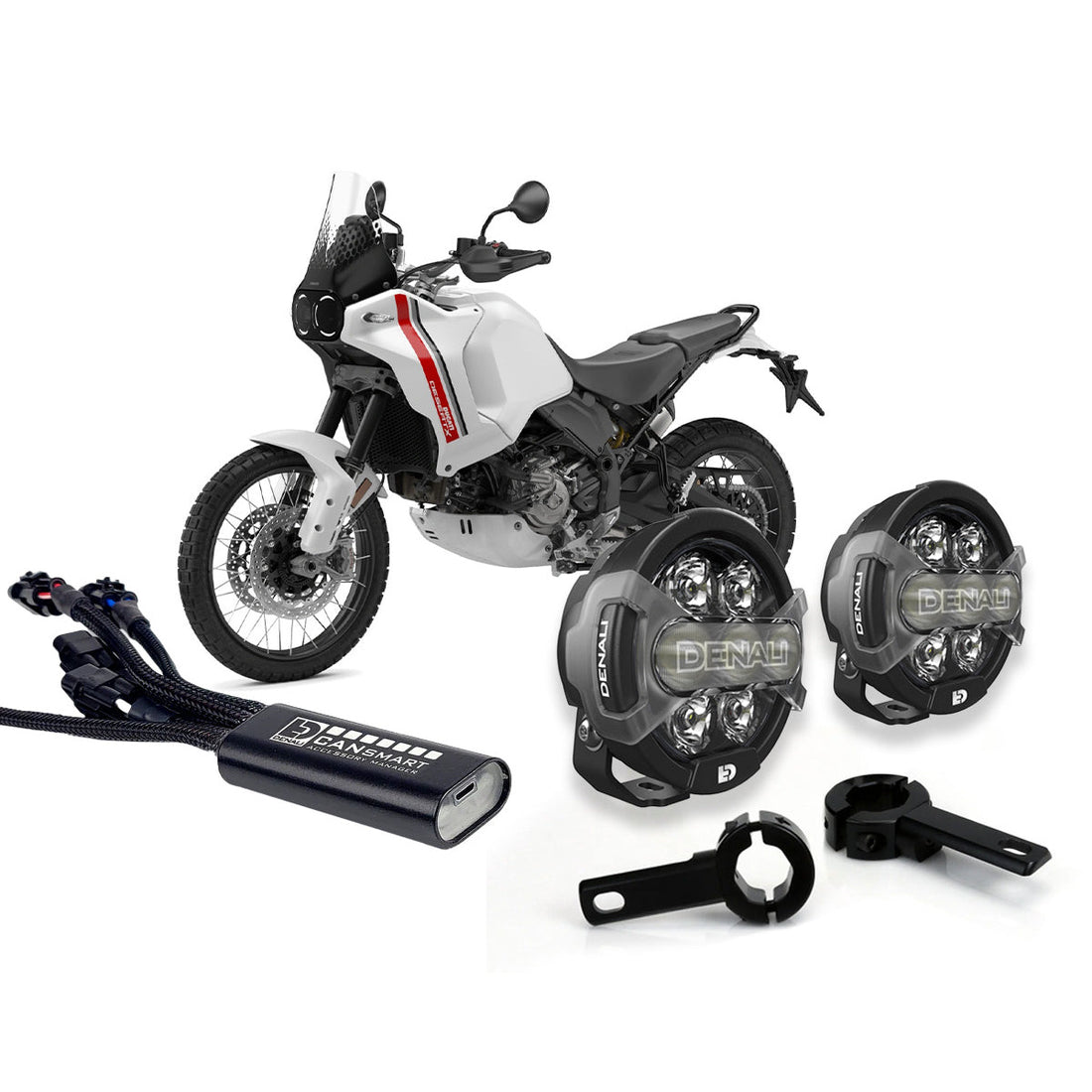 DENALI D7 Pro Premium Lighting Bundle w/ Crashbar Mounts - Ducati DesertX 2022+ / Multistrada V4 2021+