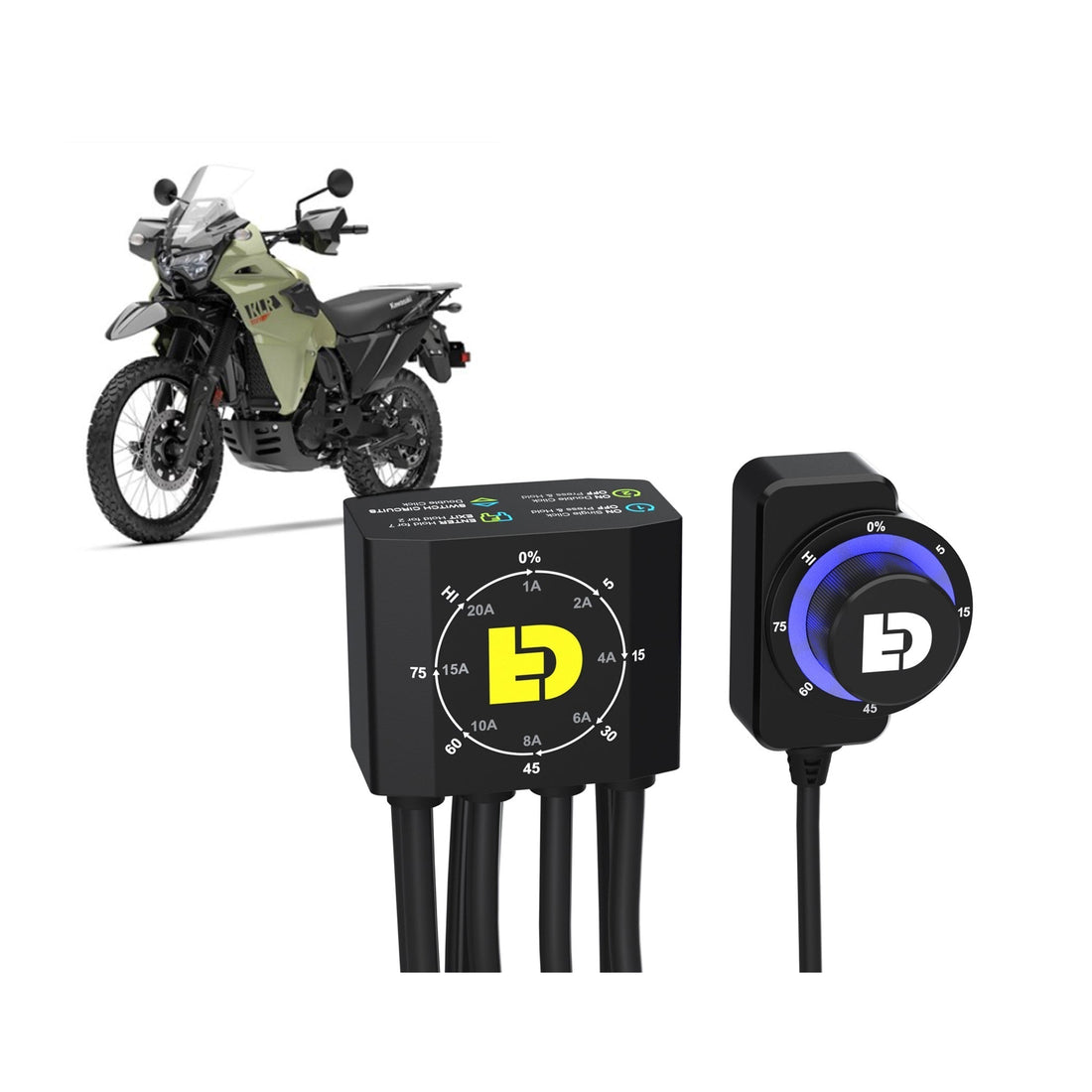 DENALI DialDim™ Lighting Controller for Kawasaki KLR650 '22-'26 & KLR650S '22-'26