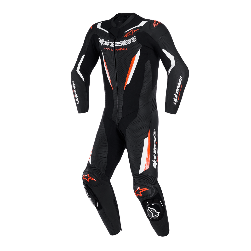 Alpinestars GP Force V2 Leather Suit Black/White/Red Fluo