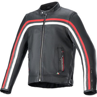 Alpinestars Dyno Leather Jacket Black/Ruby Red/Ecru
