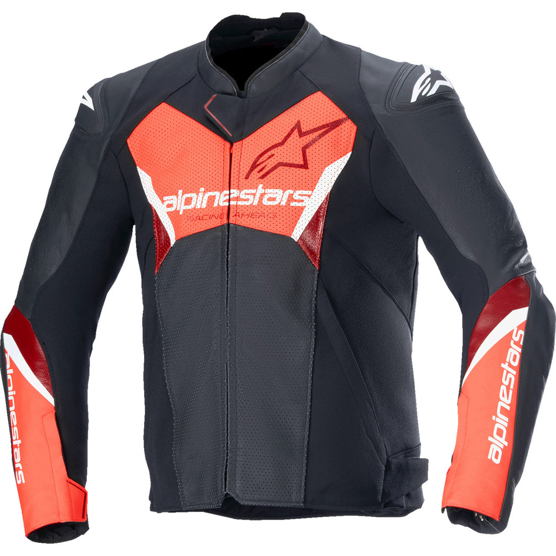 Alpinestars Faster v3 Airflow Leather Jacket Black/Red Fluo