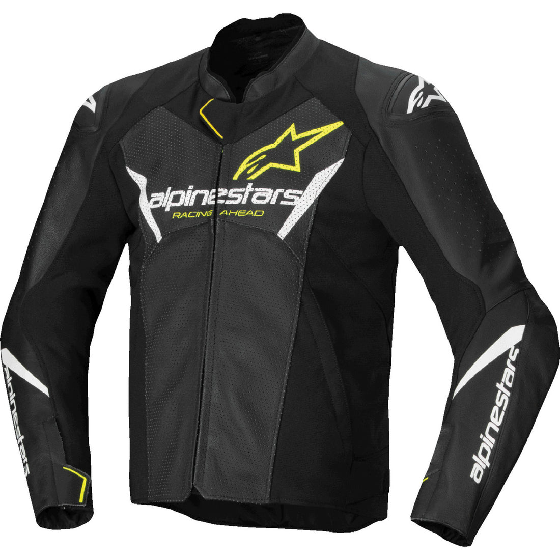 Alpinestars Faster v3 Airflow Leather Jacket Black/White/Yellow Fluo