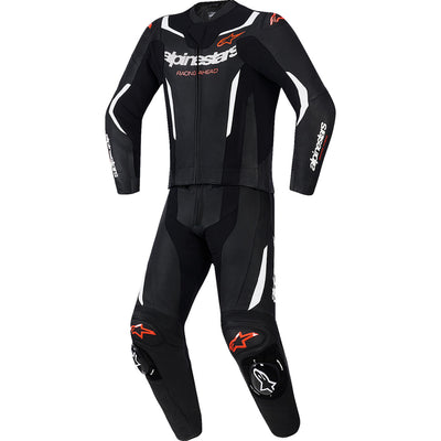 Alpinestars GP Force v2 2-Piece Leather Suit Black/White/Red Fluo