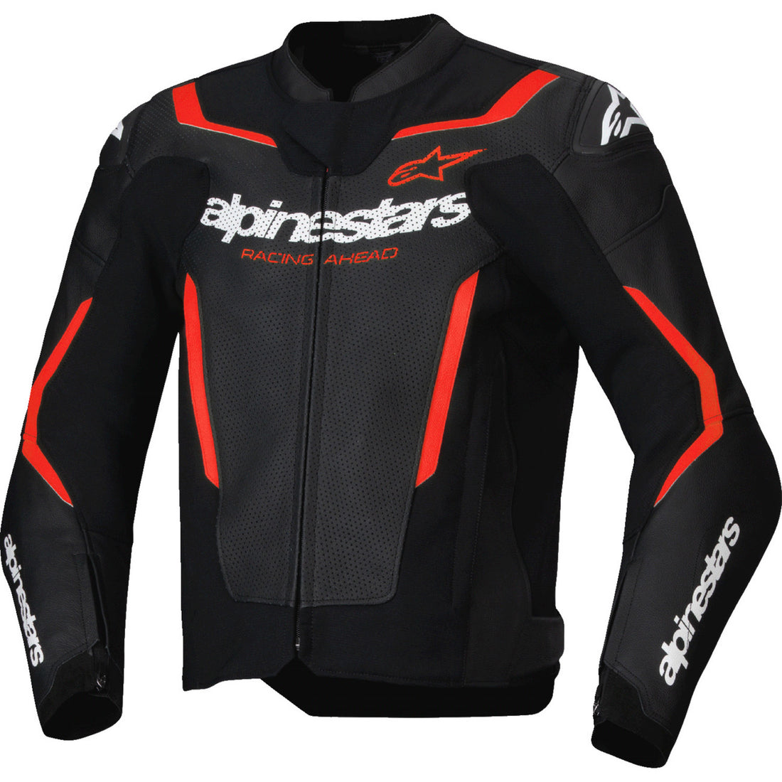 Alpinestars GP Force v2 Airflow Leather Jacket Black/Red Fluo