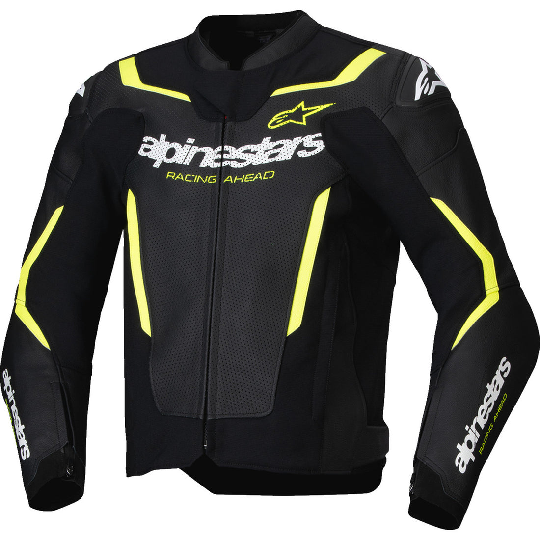 Alpinestars GP Force v2 Airflow Leather Jacket Black/Yellow Fluo