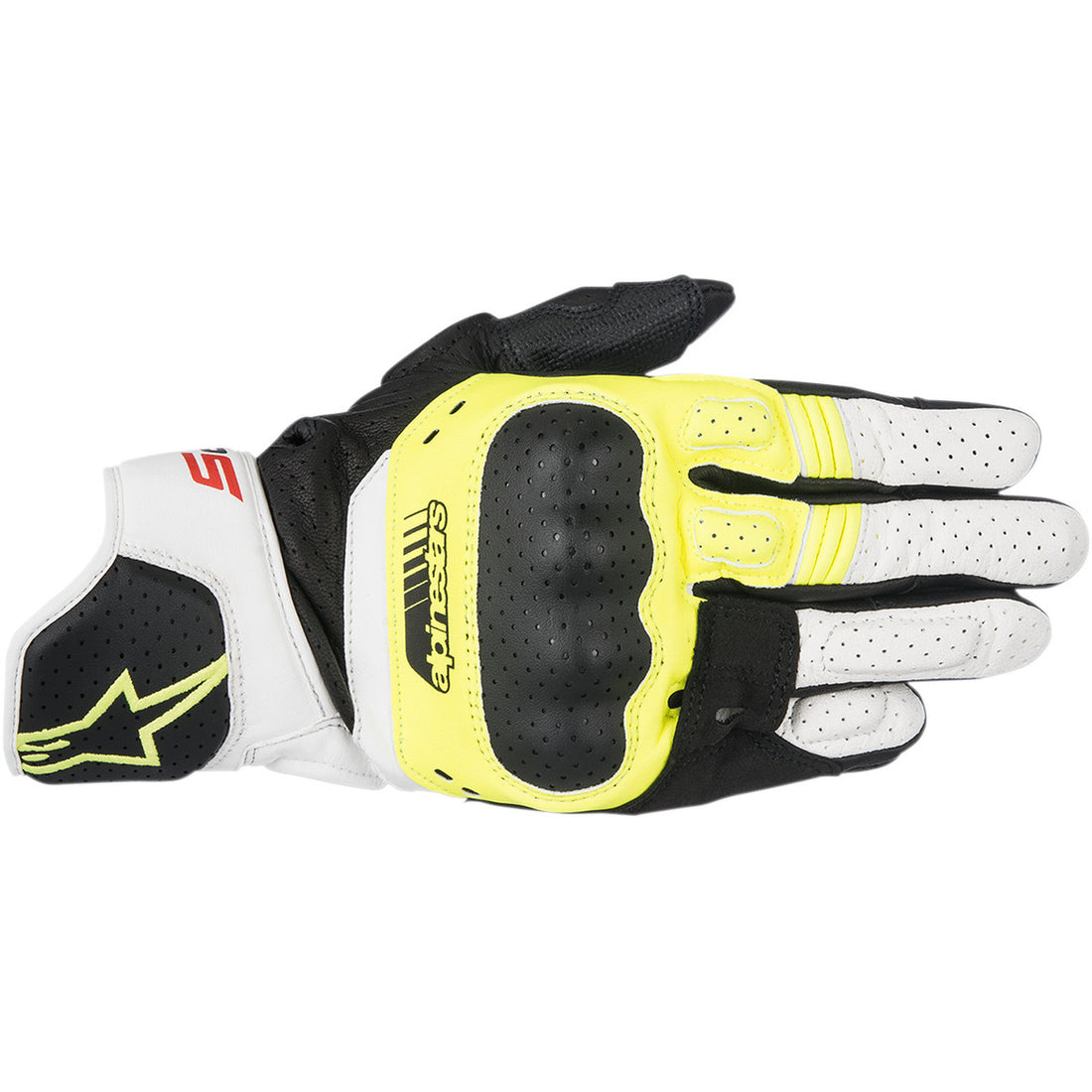 Alpinestars SP-5 Leather Gloves Black/Fluo Yellow/White