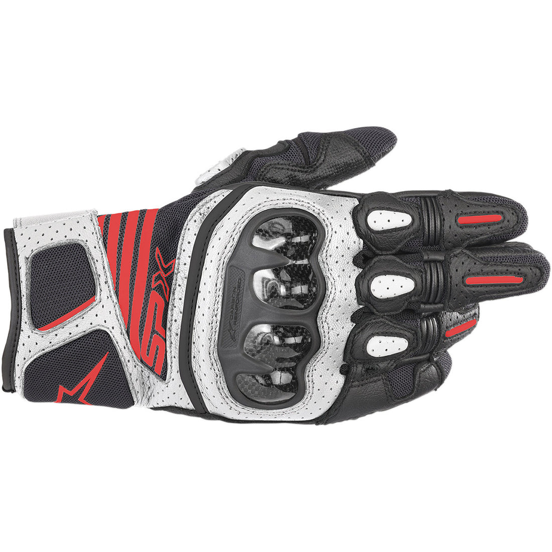 Alpinestars SPX Air Carbon V2 Gloves Black/White/Fluo Red