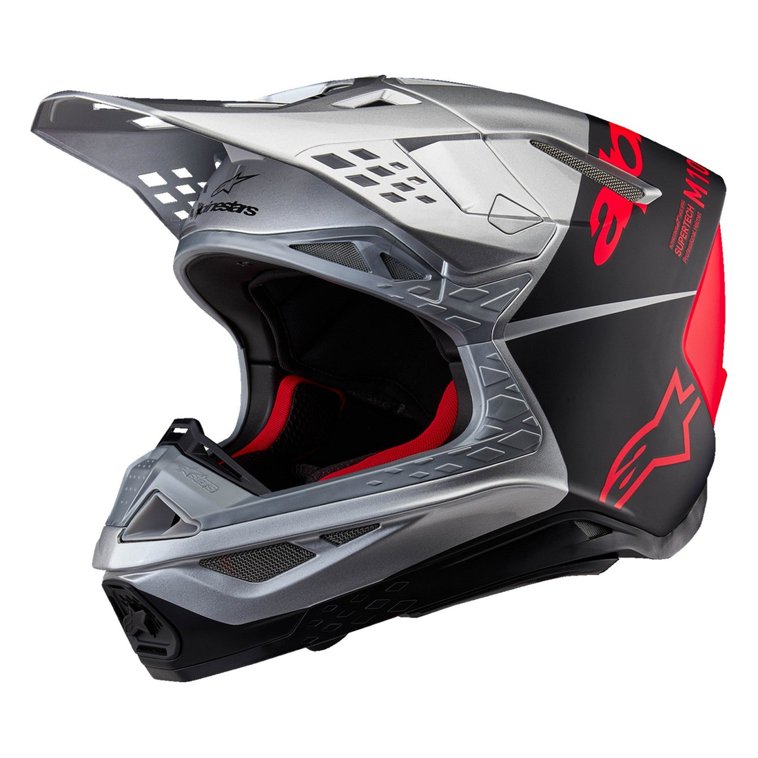 Alpinestars Supertech M10 Flood MIPS® Gloss Silver/Black/Orange Fluo