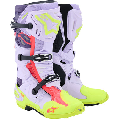 Alpinestars Tech 10 Supervented Boots Purple/Fluorescent Yellow/Diva Pink
