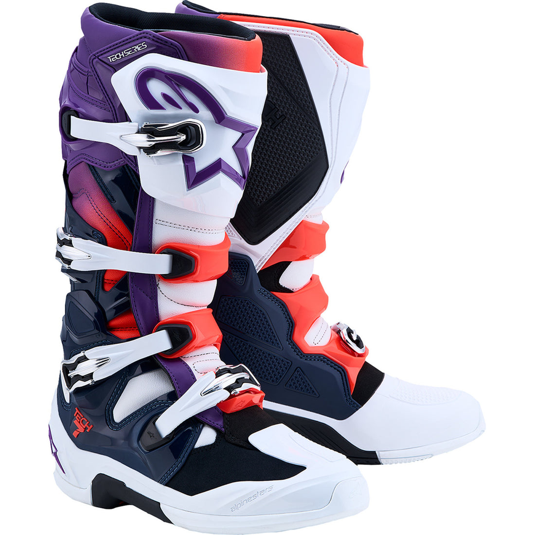 Alpinestars Tech 7 Boots Purple/Blue/Fluorescent Red/White