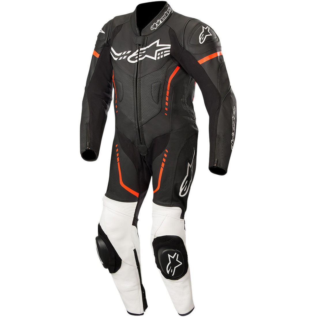 Alpinestars Youth GP Plus 1-Piece Leather Suit Black/White/Red Fluorescent