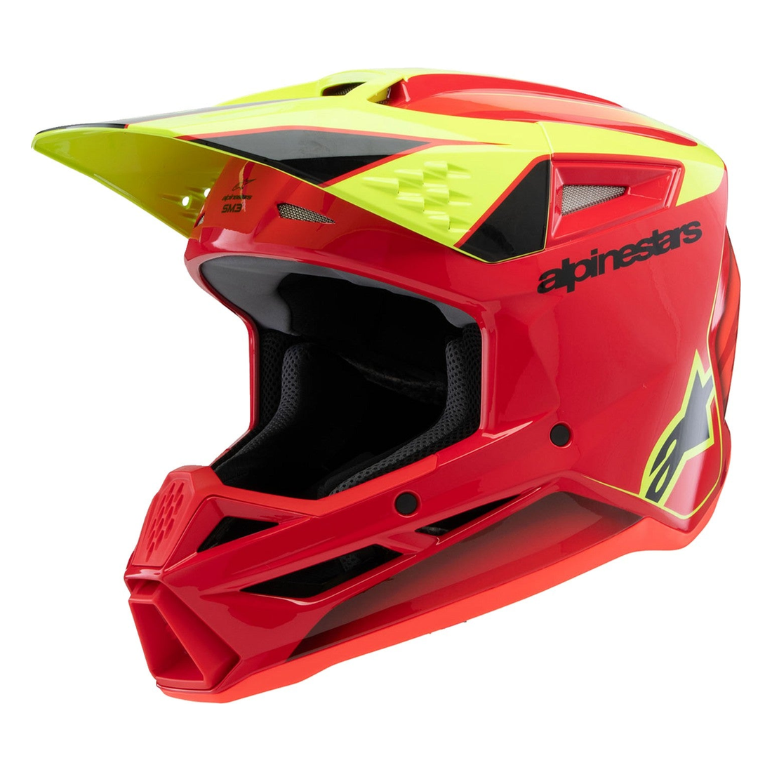 Alpinestars Youth SM3 Fray Gloss Red/Yellow Fluo/Black