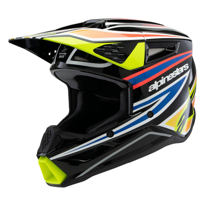 Alpinestars Youth SM3 Wurx Gloss Black/Yellow Fluo/Blue/Red