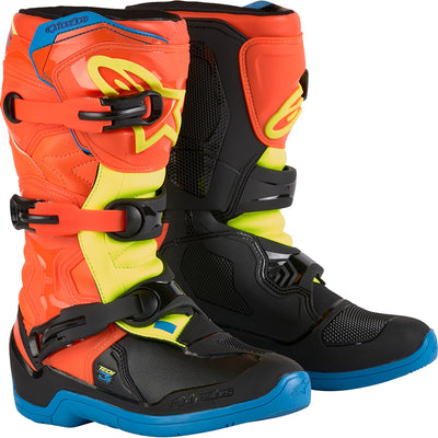 Alpinestars Youth Tech 3S Boots Orange/Blue/Yellow/Black