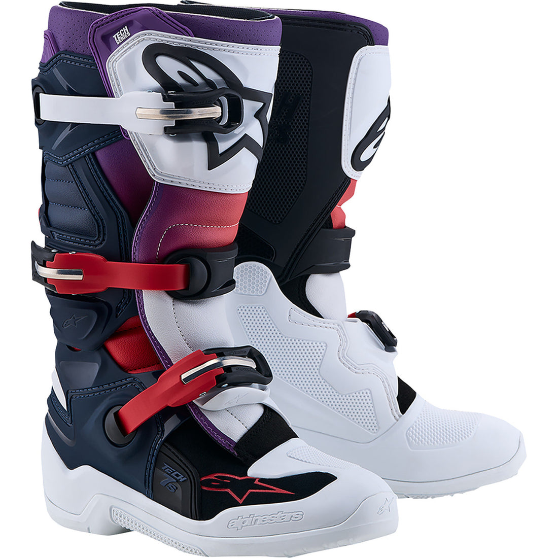 Alpinestars Youth Tech 7S Boots Dark Blue/White/Black/Purple
