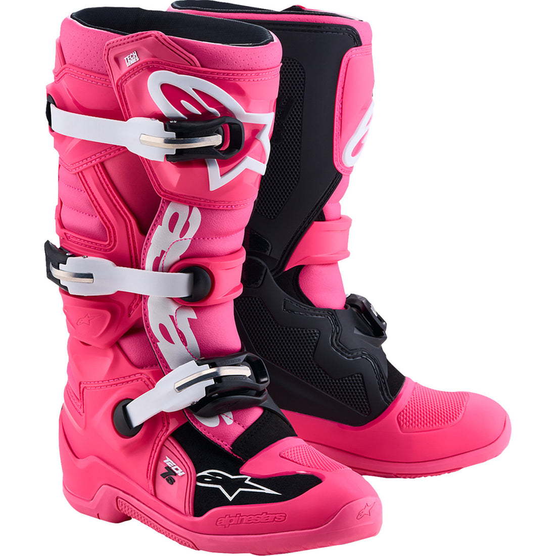 Alpinestars Youth Tech 7S Boots Fluorescent Pink/Black/White