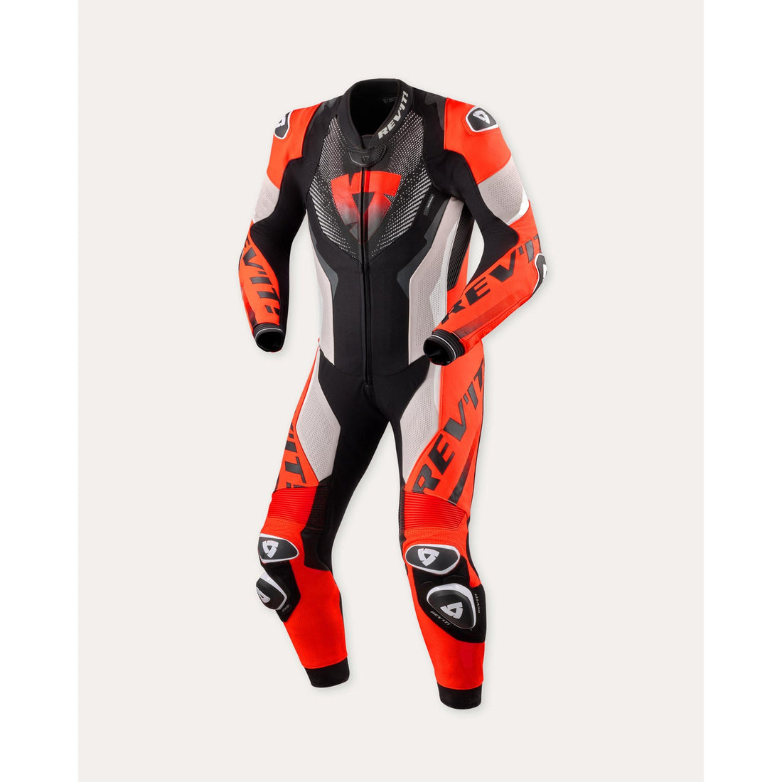 REV'IT! One Piece Hyperspeed 3 Light Grey-Neon Red
